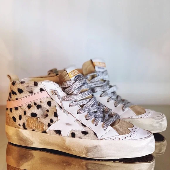 靴 Golden  Mid Star 38 GOLDEN GOOSE Mid Star Fleece Sneakers in White | Size 38